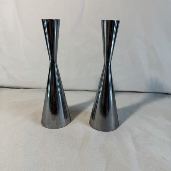 Erika Pekkari IKEA Scandinavian Candle Holders Set 2 Metal Heavy Vintage - Picture 1 of 7